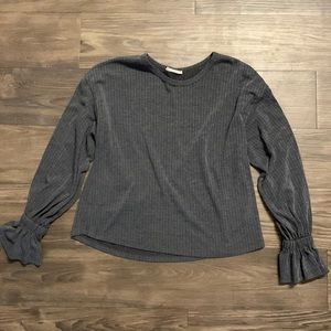 Lush Long Sleeve Grey/Blue Top